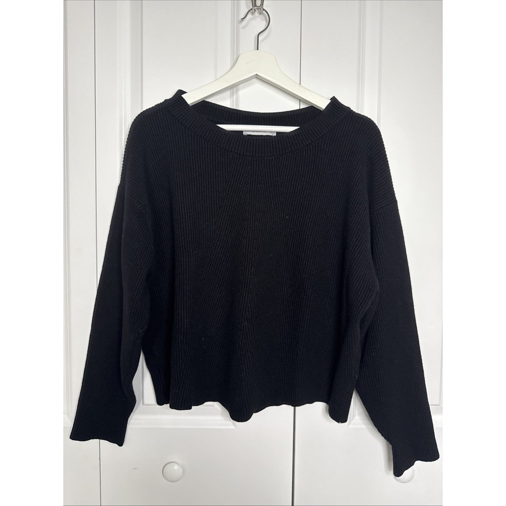 Zara Knit Women's Sweater Oversized Black Heavy Knit Sleeve Size SMALL